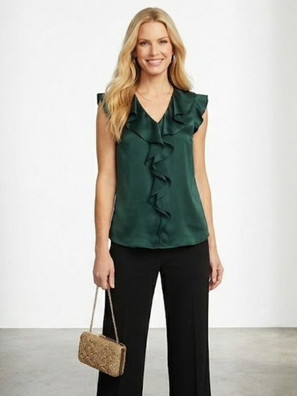 ANTHROPOLOGIE $138 NWT 100% SILK Jonesy Green Emerald Top Size M